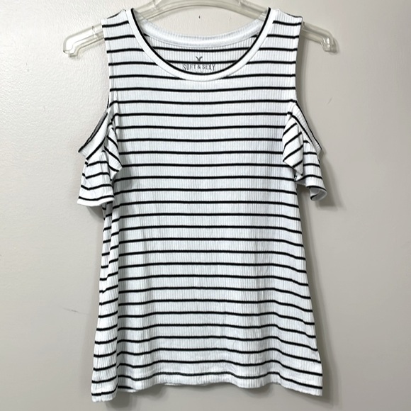 American Eagle Outfitters Tops - American Eagle Outfitters Striped Cold Shoulder Tee
